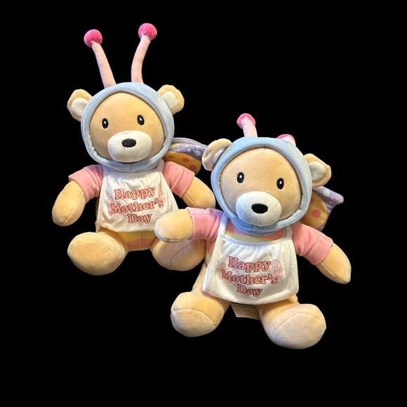 Kaisiyang Plush Bear With Butterfly Wings. 9” White Happy Mother’s Day Bib NWOT - Picture 10 of 16